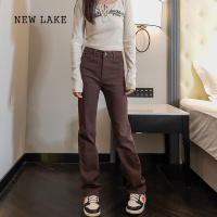 NEW LAKE牛仔裤女2024年新款春秋夏季美式小个子bm新塘棕咖色窄版直筒烟管