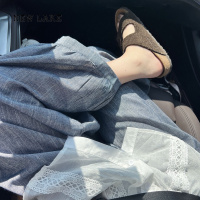 NEW LAKE日杂风棉麻裤子苎麻灯笼裤女亚麻牛仔裤宽松阔腿裤春夏遛弯空气裤