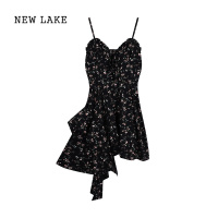NEW LAKE黑色纯欲内搭碎花裙吊带裙雪纺连衣裙女夏季气质收腰显瘦短款裙子