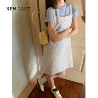 NEW LAKE韩范艺术家~小清新套装甜美背带连衣裙小个子正肩短袖T恤