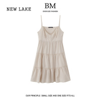 NEW LAKEBM Fashion鞠婧祎同款三粒扣系带吊带长裙bm连衣裙百搭显瘦少女裙