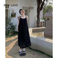 NEW LAKE白色吊带连衣裙女夏季2024新款高级感看海边度假沙滩裙长裙子