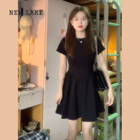 NEW LAKE法式黑色连衣裙子女夏季2024年新款小个子收腰显瘦短裙气质小黑裙