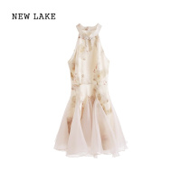 NEW LAKE新中式女装改良旗袍挂脖连衣裙夏季高级感气质收腰显瘦小个子短裙