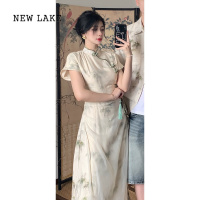 NEW LAKE新中式情侣装夏装国风改良版旗袍裙设计感短袖衬衫连衣裙一裙一衣