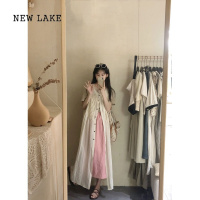 NEW LAKE[]法式小众高级感甜美设计感连衣裙子夏季无袖长款衬衣裙