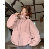 NEW LAKE宽松防晒衣女款夏季2024新款遮阳连帽夹克外套冲锋衣开衫