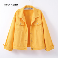 NEW LAKE女装粉色牛仔外套女学生宽松上衣显瘦工装夹克洋气牛仔衣