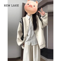 NEW LAKE美式白色棒球服夹克外套女2024新款早高级感气质韩系上衣