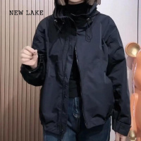 NEW LAKE2024春新款女士短外套洋气冲锋衣短款小个子上衣夹克女装