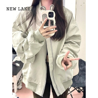 NEW LAKE飞行服国潮夹克外套女春季加厚美式设计感vintage高街棒球服