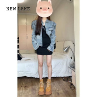 NEW LAKE韩版chic设计感重工垫肩牛仔夹克女新款小众百搭短款外套ins