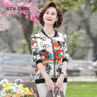 NEW LAKE妈妈春夏装短款夹克上衣开衫洋气中年女装中老年时尚薄款宽松外套