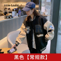 NEW LAKE美式复古棒球服外套女春秋2024新款chic早春加厚宽松休闲夹克上衣