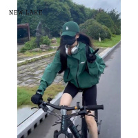 NEW LAKE山系工装绿色冲锋衣男女春秋户外运动防风防水连帽登山服夹克外套