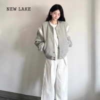 NEW LAKE灰色韩系小香风外套女减龄漂亮洋气美式棒球服夹克短上衣2024初秋