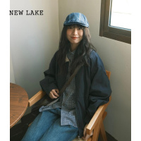 NEW LAKE日系复古工装夹克外套女春秋款2024新款设计感撞色翻领棒球服