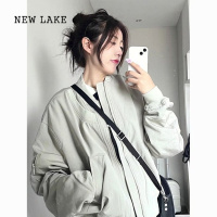 NEW LAKE美式复古chic早秋外套女2024新款飞行员夹克设计感小众春秋棒球服