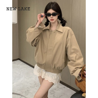 NEW LAKE赵露思同款 Moonmoi美式复古基础百搭夹克外套女宽松小个子上衣