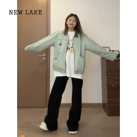 NEW LAKE复古vintage撞色工装棒球服外套女设计感小众拼接开衫夹克潮