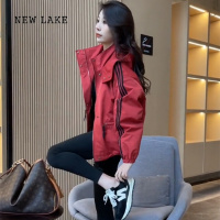 NEW LAKE女士短外套2024春新款冲锋衣夹克洋气小个子上衣女装