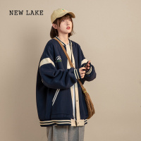 NEW LAKE胖mm2-300斤vintage外套女美式复古学院风加厚棒球服夹克上衣