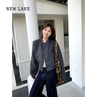 NEW LAKE橘子树在哪儿老钱风毛呢棒球服外套女高级感宽松百搭短款夹克