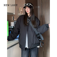 NEW LAKE美式复古棒球服男女同款2024新款早春宽松大码飞行服夹克外套