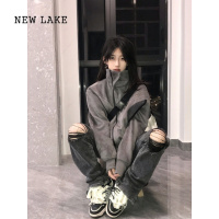 NEW LAKEvintage复古高街麂皮绒外套女侣夹克百搭宽松棒球服ins潮