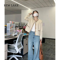 NEW LAKE杏色短款小个子小香风外套女早秋新款法式高级感气质小西服夹克潮