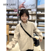 NEW LAKE初秋立领拉链外套女2024新款美式复古百搭休闲宽松毛呢夹克开衫潮