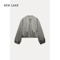 NEW LAKEZA女装 新品休闲基础百搭长袖白色灰色夹克外套 3046274