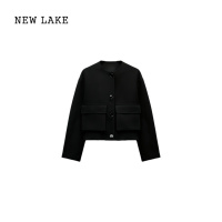 NEW LAKEZA女装 新品休闲长袖圆领口袋饰飞行员夹克外套上衣0518260