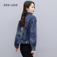 NEW LAKE今年流行短外套2024新款时尚减龄牛仔夹克气质绣花长袖上衣女