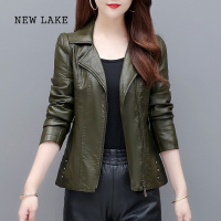 NEW LAKE皮衣外套女2024新款春秋装机车海宁皮革夹克今年流行短款皮衣