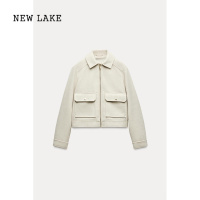 NEW LAKEZA女装 新品气质百搭拉链饰软质短款夹克外套上衣 3046287