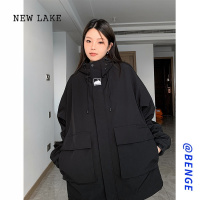 NEW LAKE户外紫色冲锋衣女2024新款初秋穿搭薄外套春秋大码工装棒球服夹克