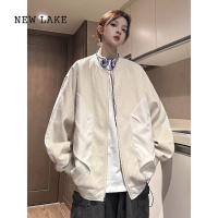 NEW LAKE冷淡系棒球服褂子女设计感小众拼接飞行员夹克2024春欧货外套