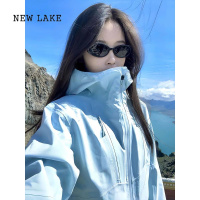 NEW LAKE山系户外蓝色冲锋衣外套女2024春秋新款看防风防水登山服夹克