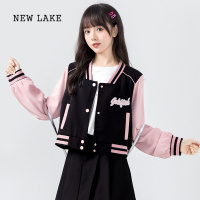 NEW LAKE2024春秋新款学院风撞色棒球服外套女小个子开衫夹克短上衣