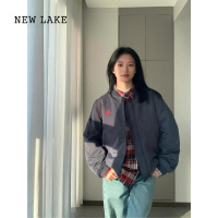 NEW LAKE新款刺绣棒球服外套女美式复古宽松休闲飞行夹克百搭情侣上衣