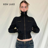 NEW LAKE[美式复古]工业风立领短款外套休闲显瘦百搭夹克上衣女