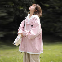 NEW LAKE动感三‍叶草冲锋衣女2024新款情侣假两件夹克外套户外爬山登山服