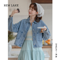 NEW LAKE美式复古牛仔外套女2024新款小个子裙子外搭休闲宽松夹克上衣