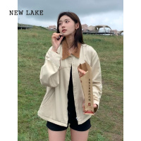 NEW LAKE灯芯绒翻领夹克外套女款2024新款美式复古休闲宽松高级感上衣