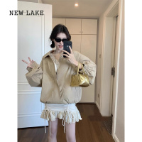 NEW LAKE美式复古夹克外套辣妹设计感抽绳包臀半身裙女早秋宽松长袖两件套