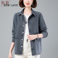 NEW LAKE中老年妈妈牛仔外套女春秋2024新款休闲宽松大码洋气减龄薄款夹克