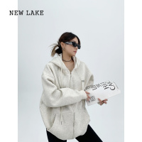 NEW LAKE废柴春秋美式简约情侣夹克宽松慵懒高级感挺阔连帽卫衣外套女