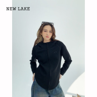 NEW LAKE废柴chic春季美式小众连帽刺绣短款外套女修身显瘦薄款瑜伽服夹克