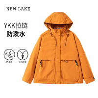 NEW LAKE橘橙色三合一冲锋衣女2024新款大码外套春夹克户外爬山登山服
